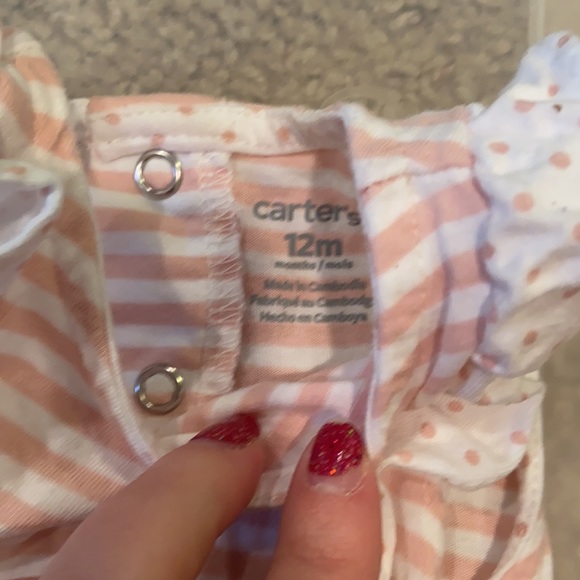 Carter's 12 months light pink and white romper - Picture 4 of 5